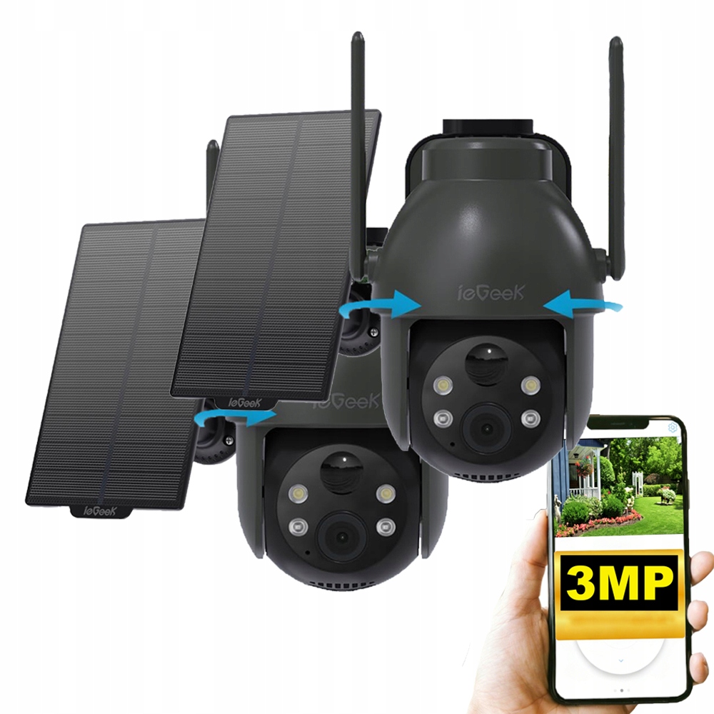 2 kusy Venkovní bezdrátová bezpečnostní kamera, kamera 2K 4x Zoom