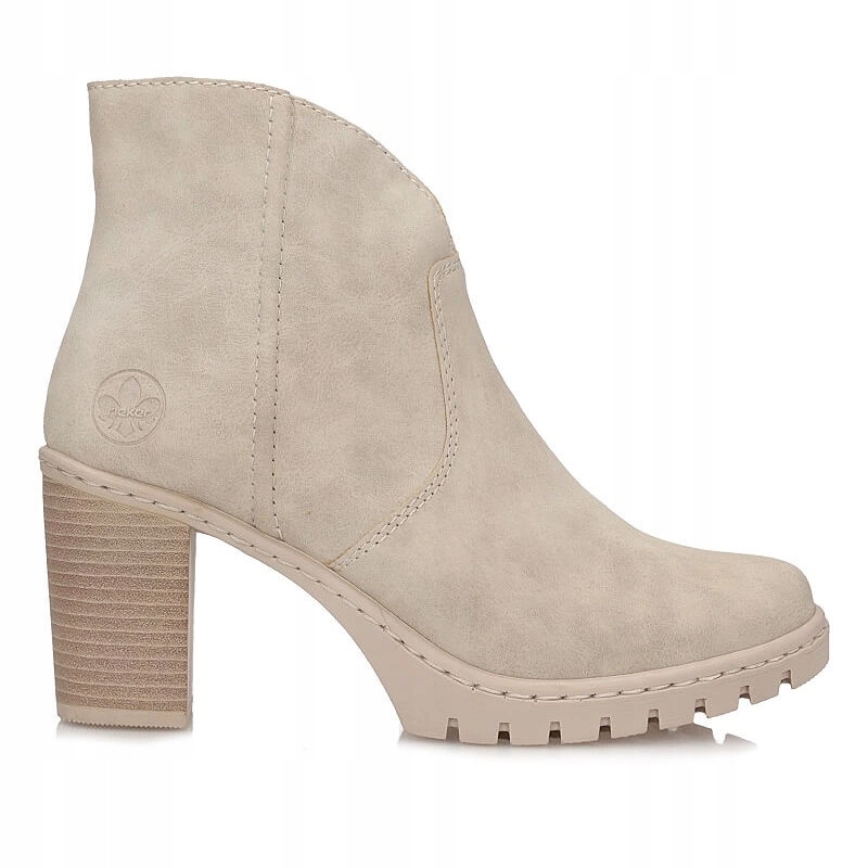 Módní béžové dámské kotníkové boty na podpatku Rieker Y2553-60