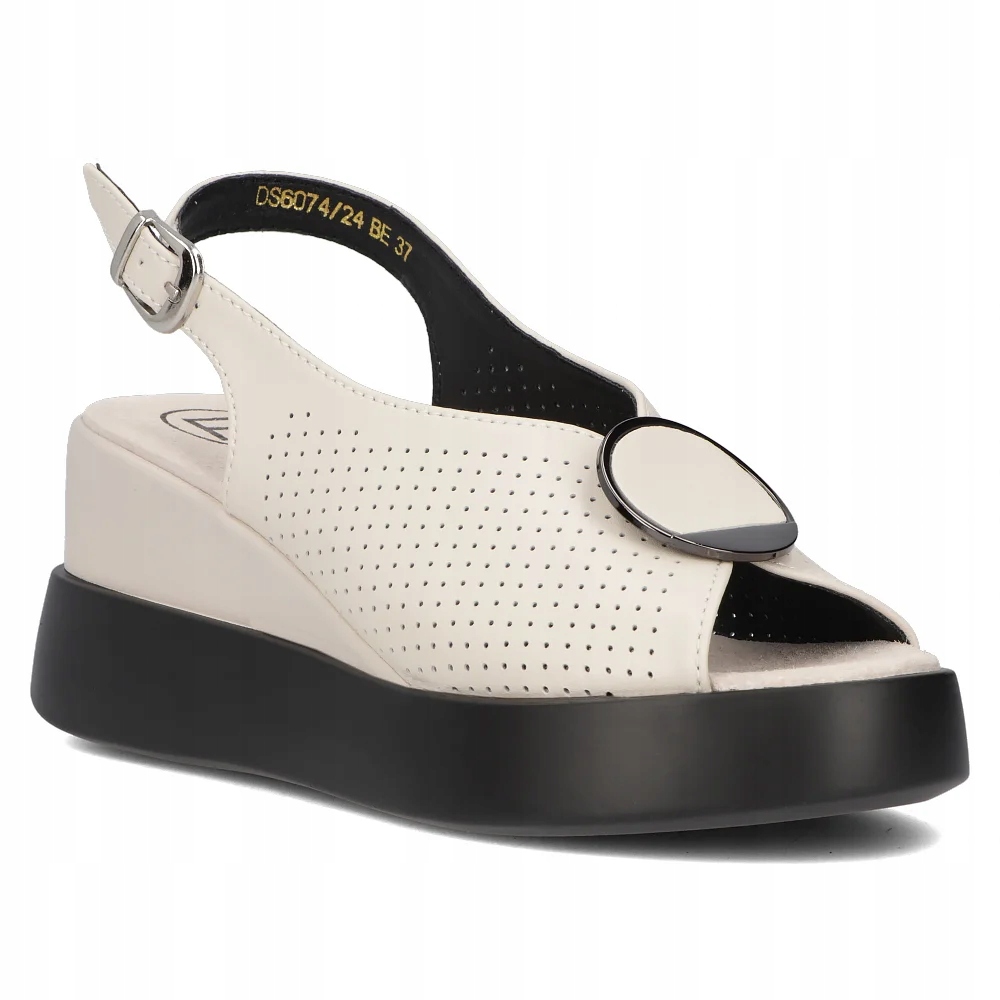 Buty damskie skórzane letnie sandały na koturnie Filippo r.38