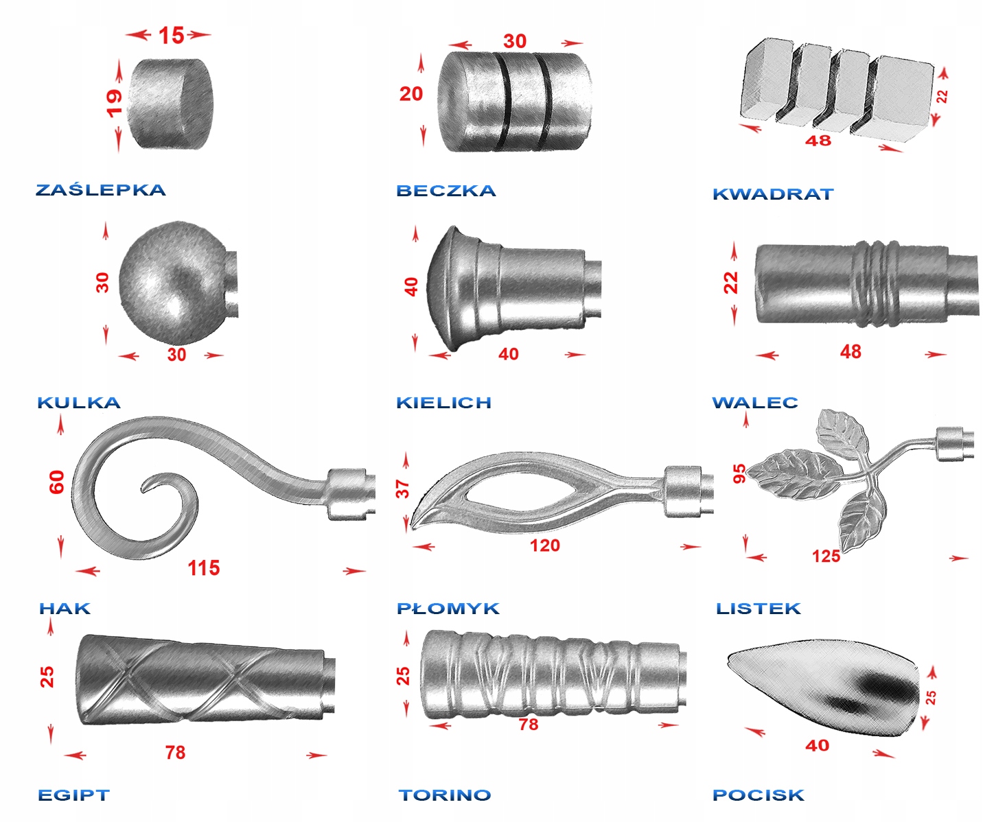 Karnisz metalowy fi 16 pojedyńczy 400 cm Długość drążka 400 cm