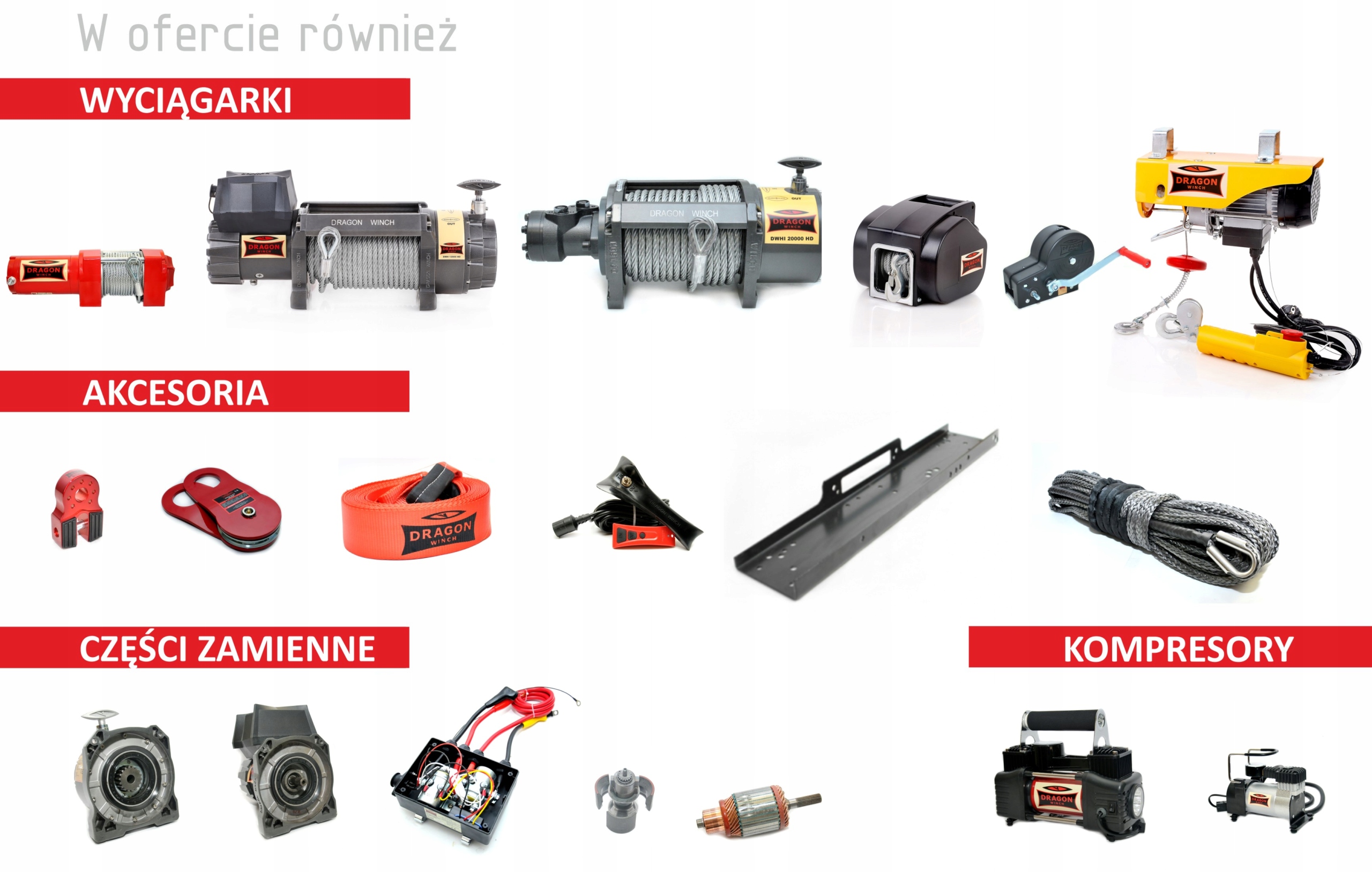 PREMIUM Zaczep do liny ALUMINIOWY czerwony Stylowy DRAGON WINCH Model MPP