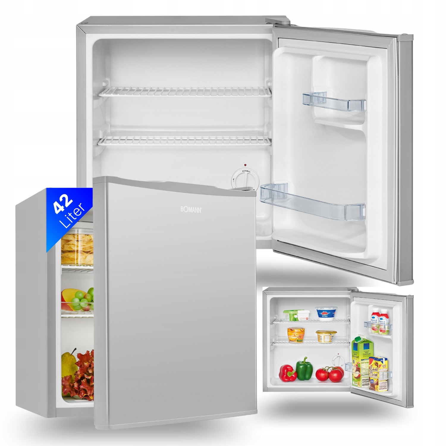 Lodówka Podblatowa 42L Bomann Kb 7346 Mini Chłodziarka Cicha 39 Db Inox Loo