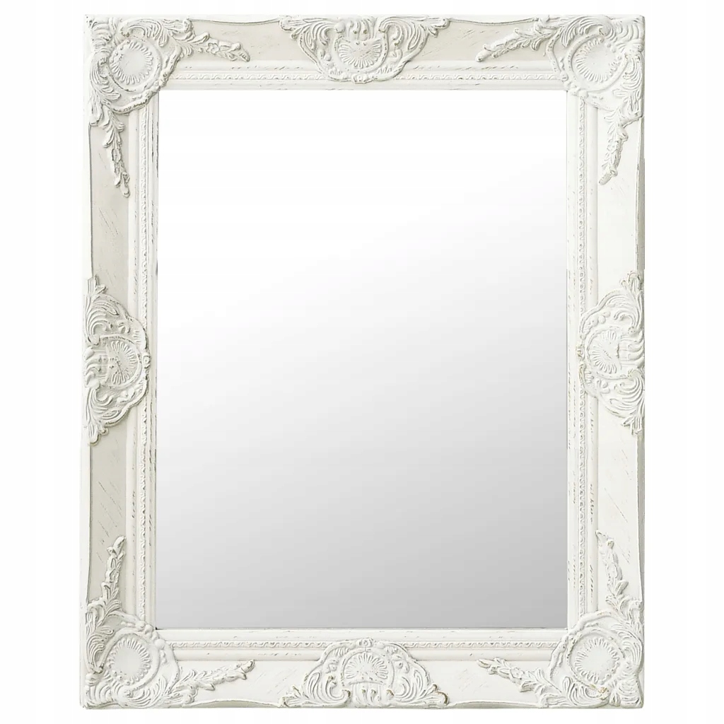 Lustro ścienne z ozdobną ramą 50x60 cm białe