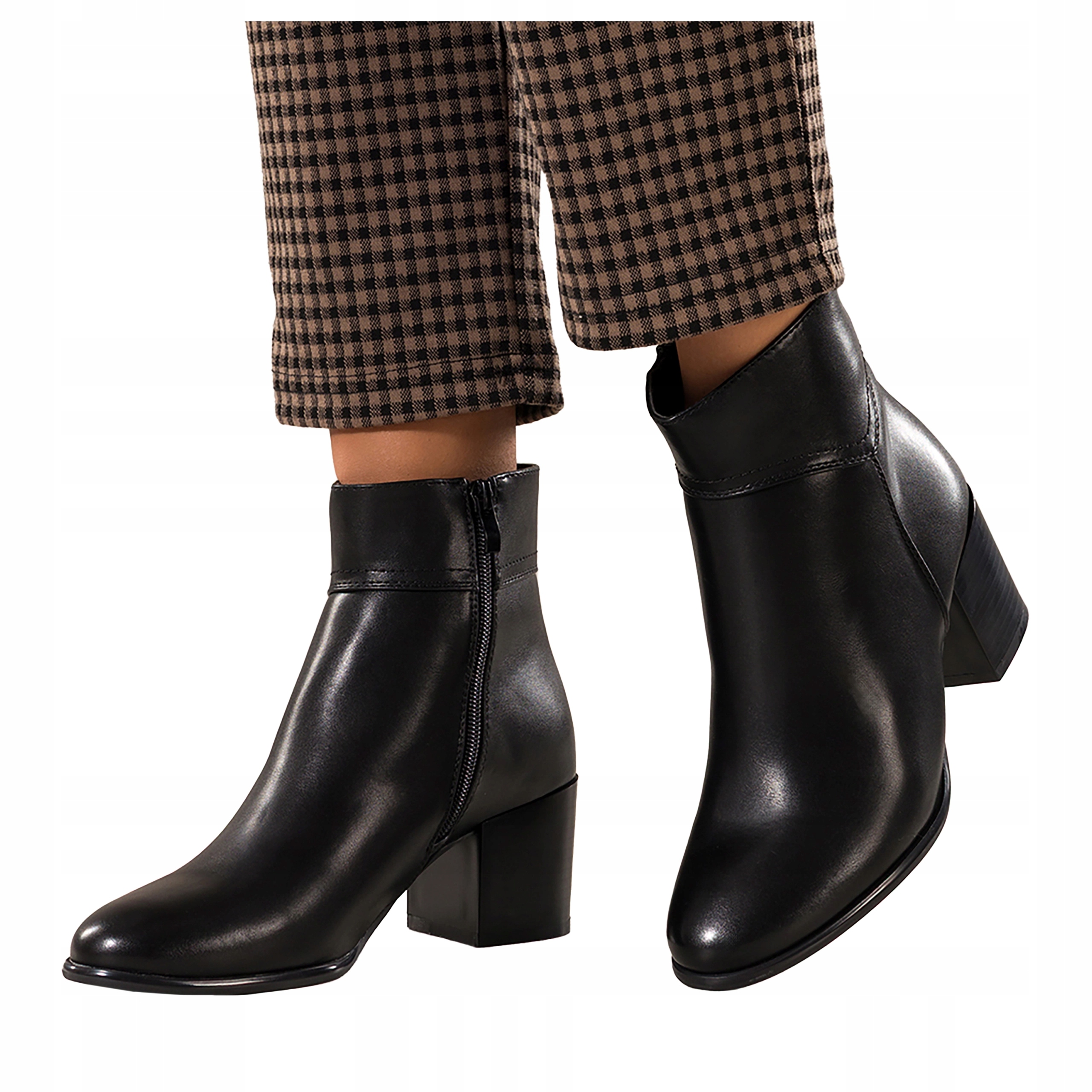 Dámské Kotníkové Boty Černé Pohodlné Nízký podpatek Ozdobné Zimní prošití vel. 40