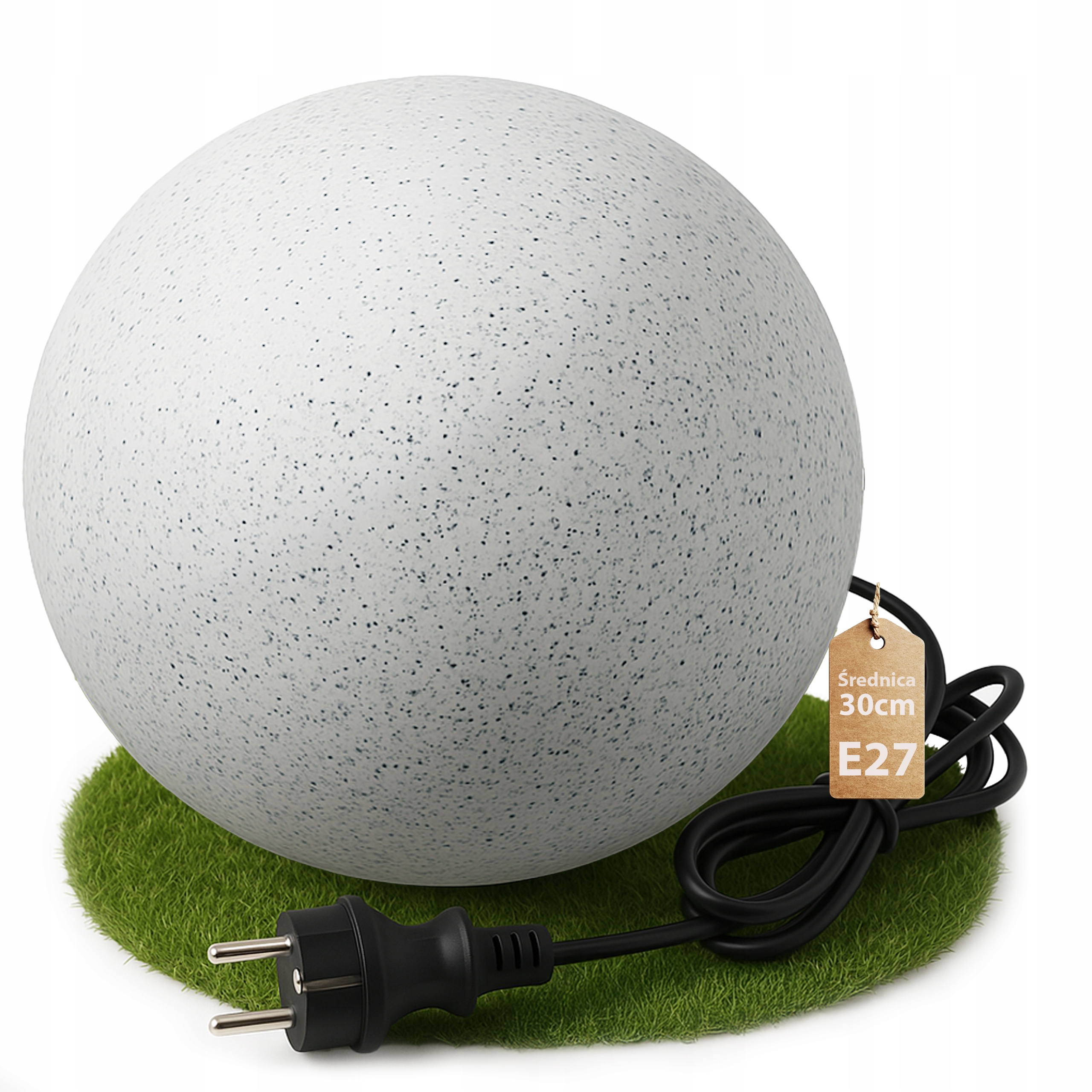 Lampa Ogrodowa Kula Do Ogrodu Led Kamień Beton Przewód 230V E27 30cm IP65