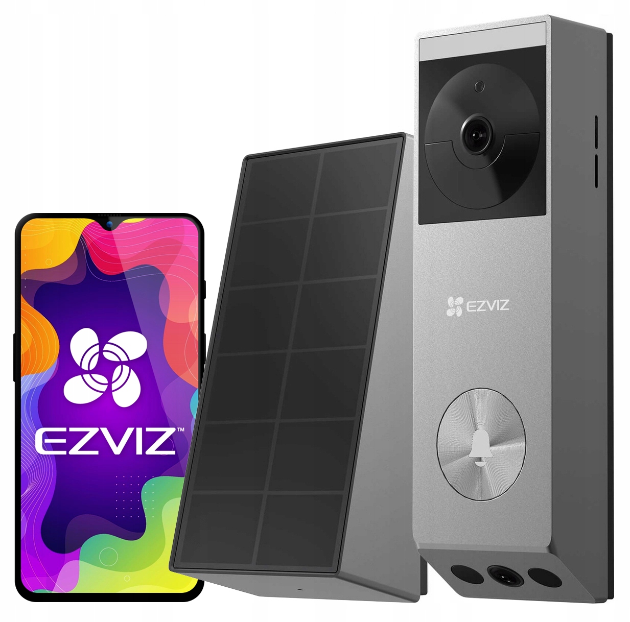 Bezdrôtový WiFi zvonček Ezviz EP3x 2 kamery Solárne napájanie Aplikácia