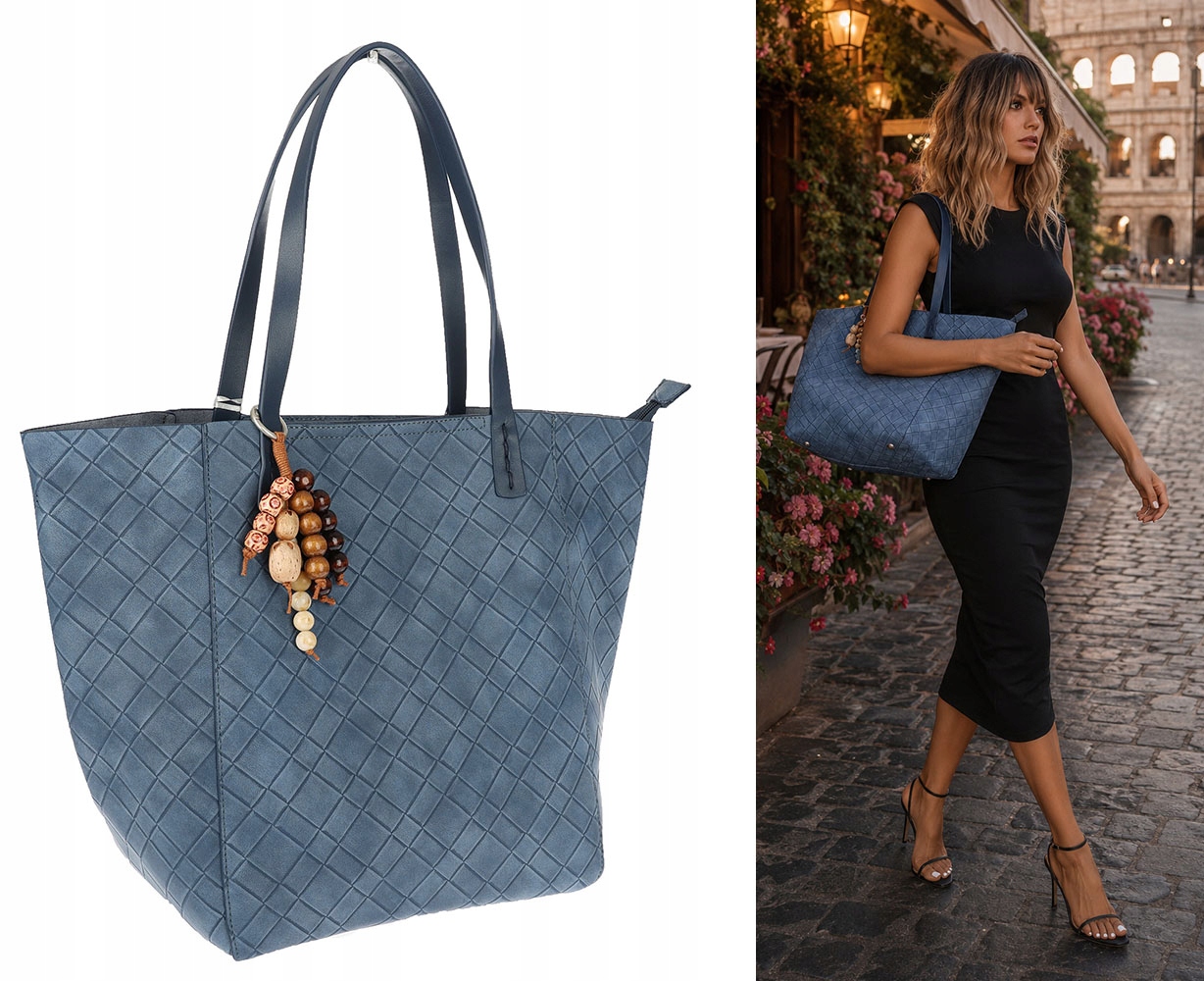 Dámská kabelka Tommasini A4 přes rameno velká shopper NO3793 Modrá