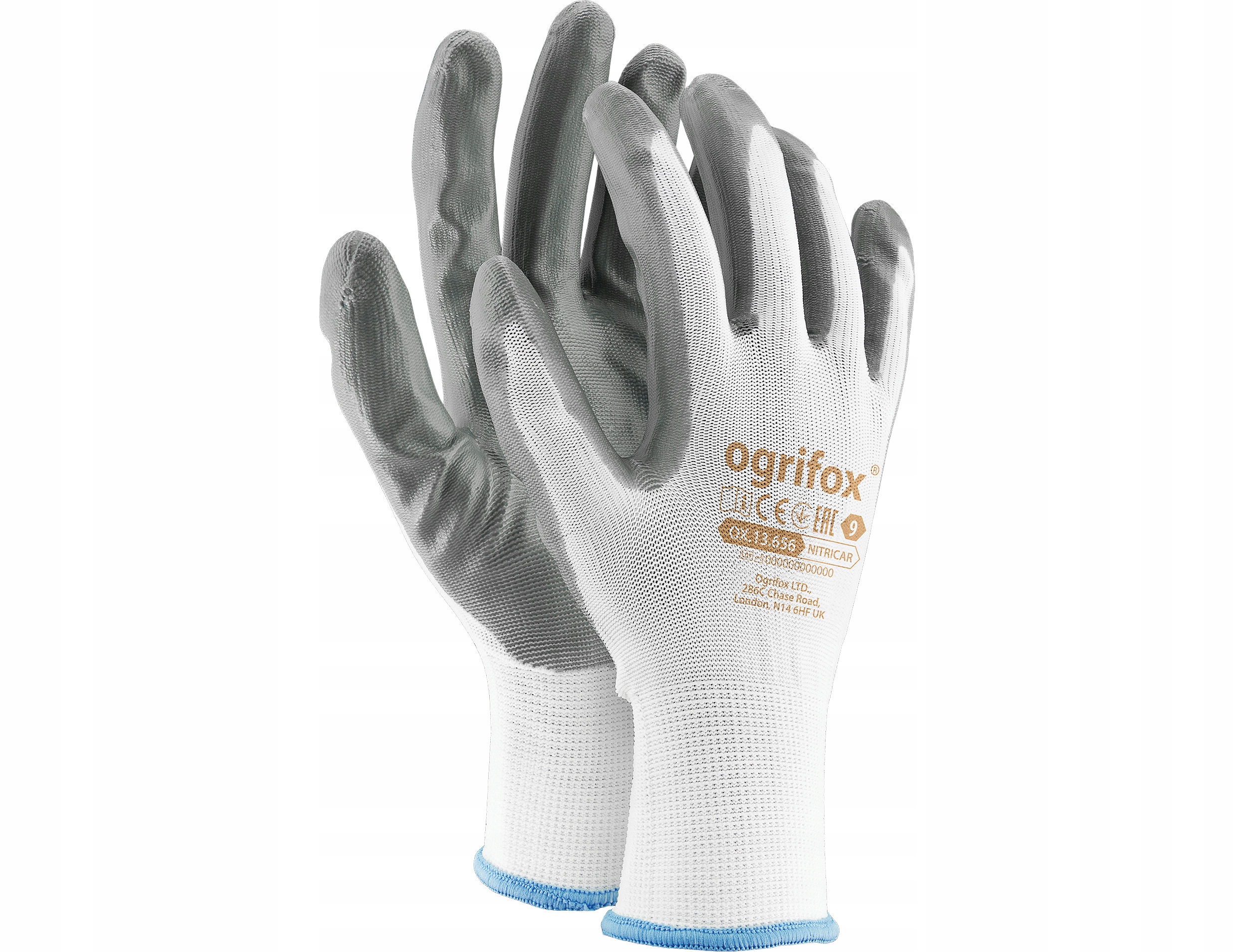 RĘKAWICE ROBOCZE OCHRONNE POWLEKANE NITRYLEM R.9