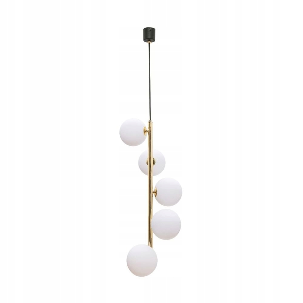 Päťbodová závesná lampa s bielymi mliečnymi sklenenými guľami Ali Zuma Line