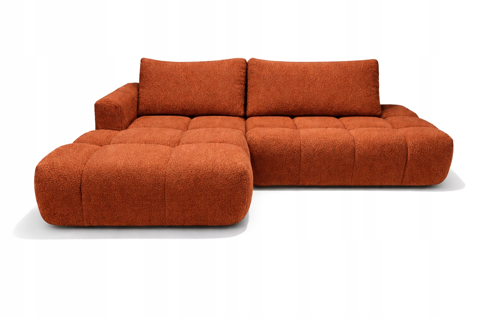 Rezavý Rohová Sedací Souprava S Funkcí Spaní Soffi Levý Boucle Rohová Sedačka Rozkládací
