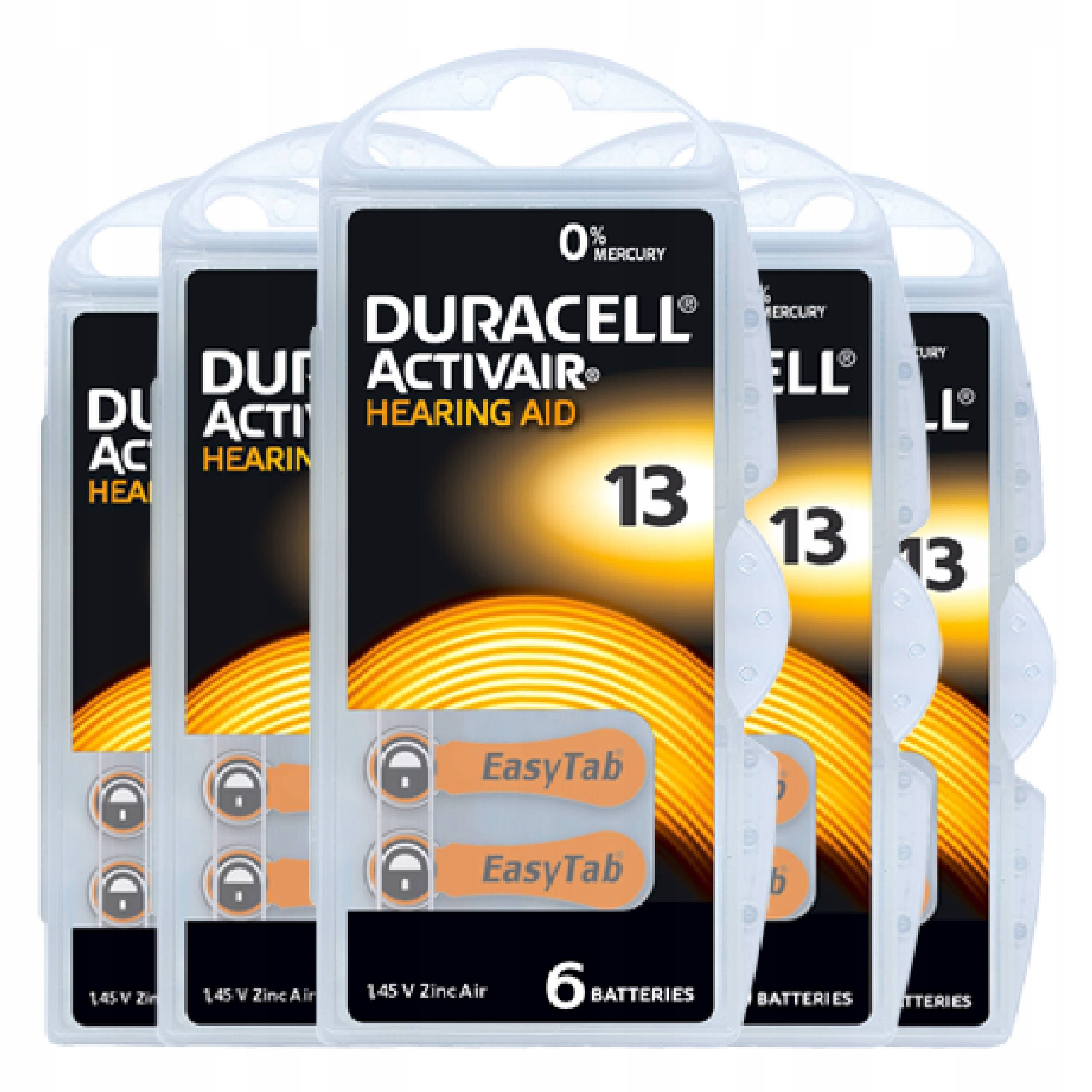 

30x Baterie Duracell Do Aparatów Słuchowych 13 Pr