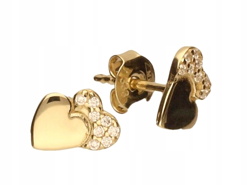 

Złote kolczyki 333 podwójne serduszka z cyrkoniami