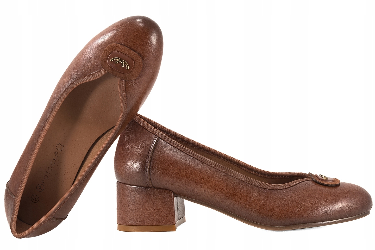 Potocki 26-12788 Dámské Polobotky Na Podpatku Eko, hnědé, velikost 38
