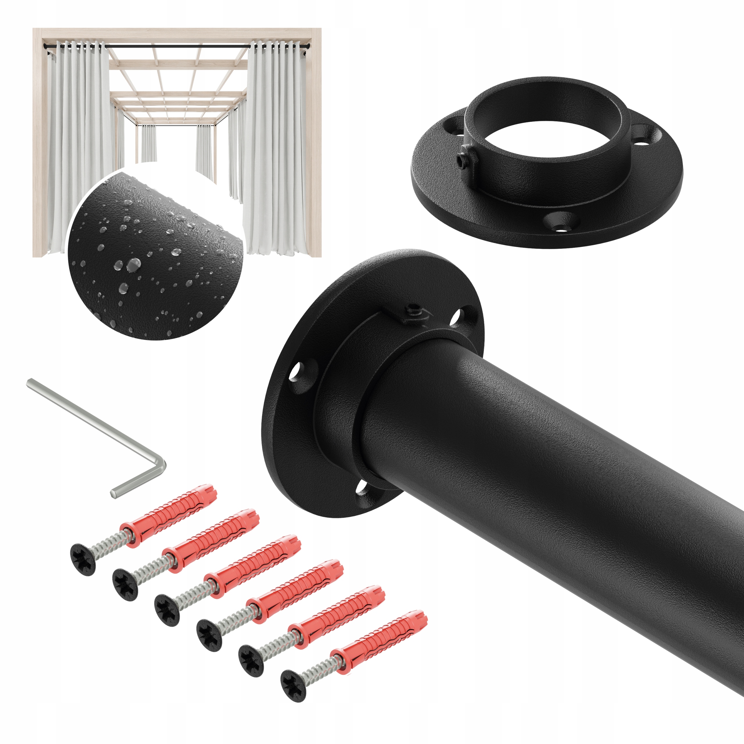 Tyč Na Zahradní Záclony Altán Balkon Terasa Pozink 32 mm Struktura 295 cm