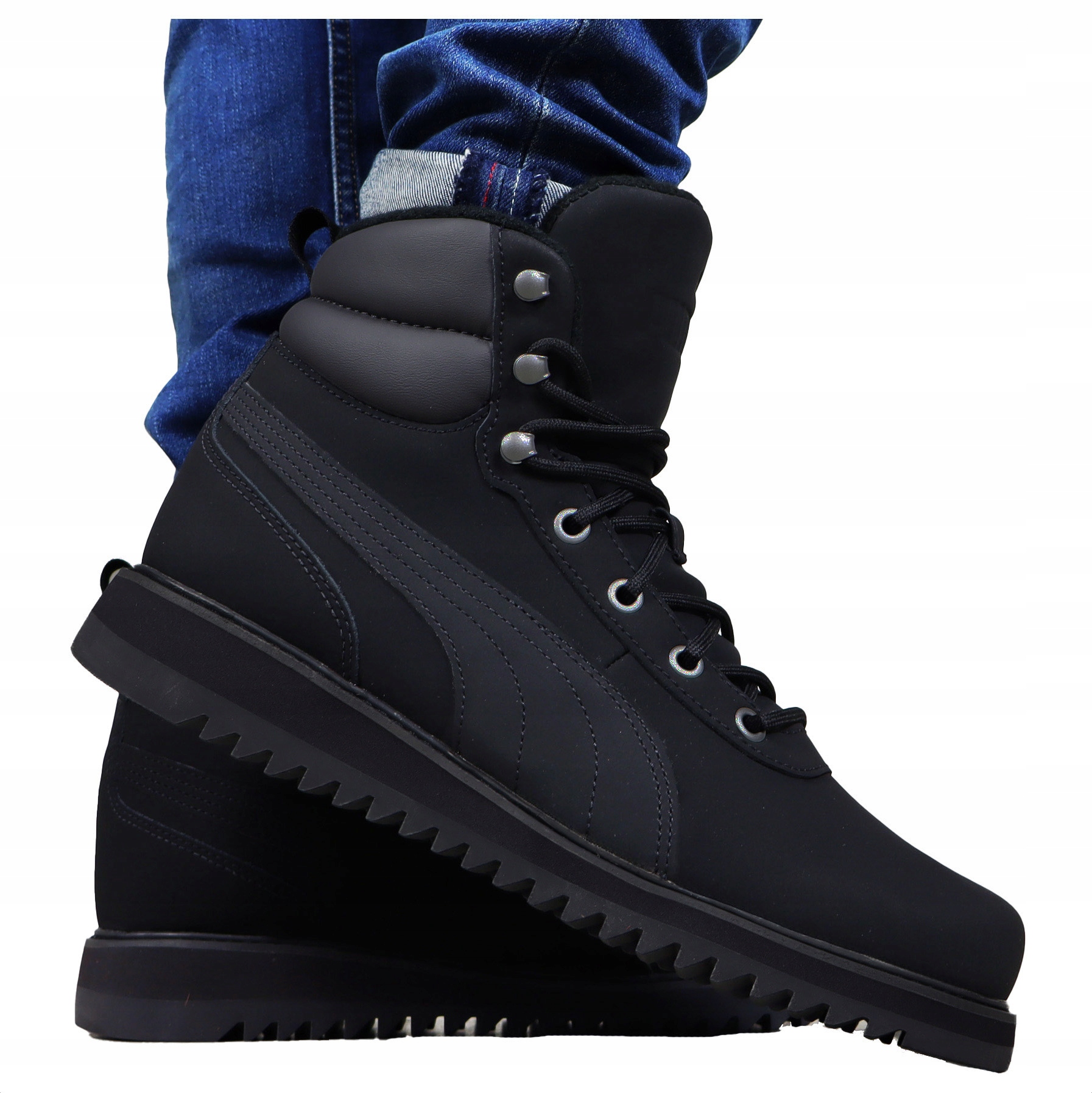 Puma pánské kožené Zimní boty Vysoké sněhule Kůže trapery Černé