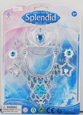 ZESTAW LODOWEJ KSIĘŻNICZKI TIARA NASZYJNIK KOLCZYK