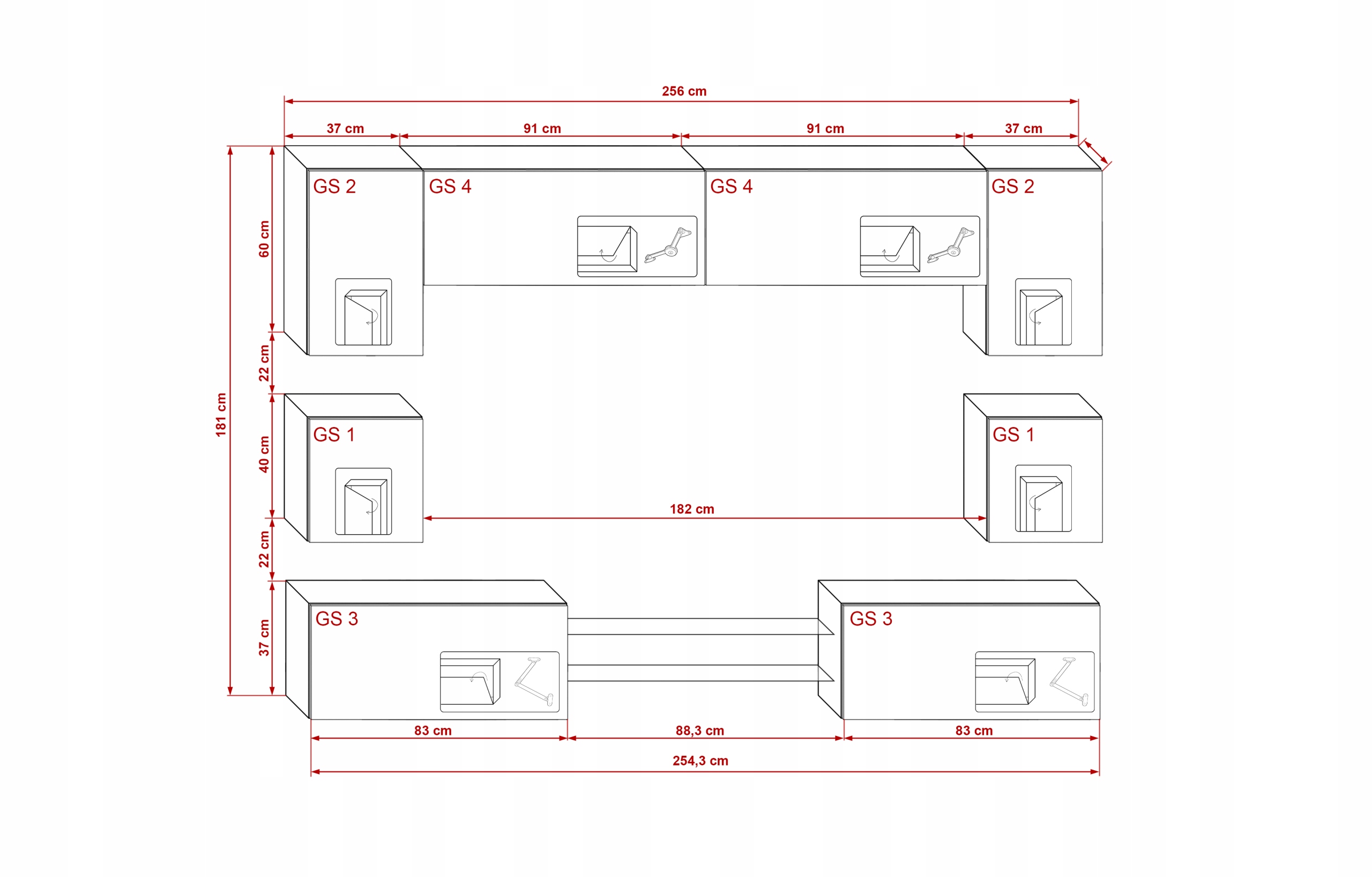 Zostava obývačkovej nástennej zostavy NOWARA N1 lesk Nábytok Kód výrobcu nábytkových zostáv skríň stena