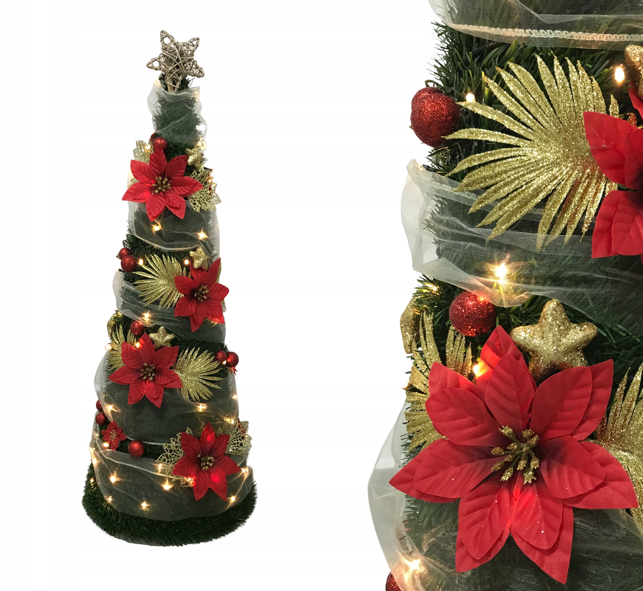 STOŻEK DEKOROWANY OZDOBA ŚWIĘTECZNA CHOINKA SZTUCZNA STROJONA 180cm + LED Marka inna