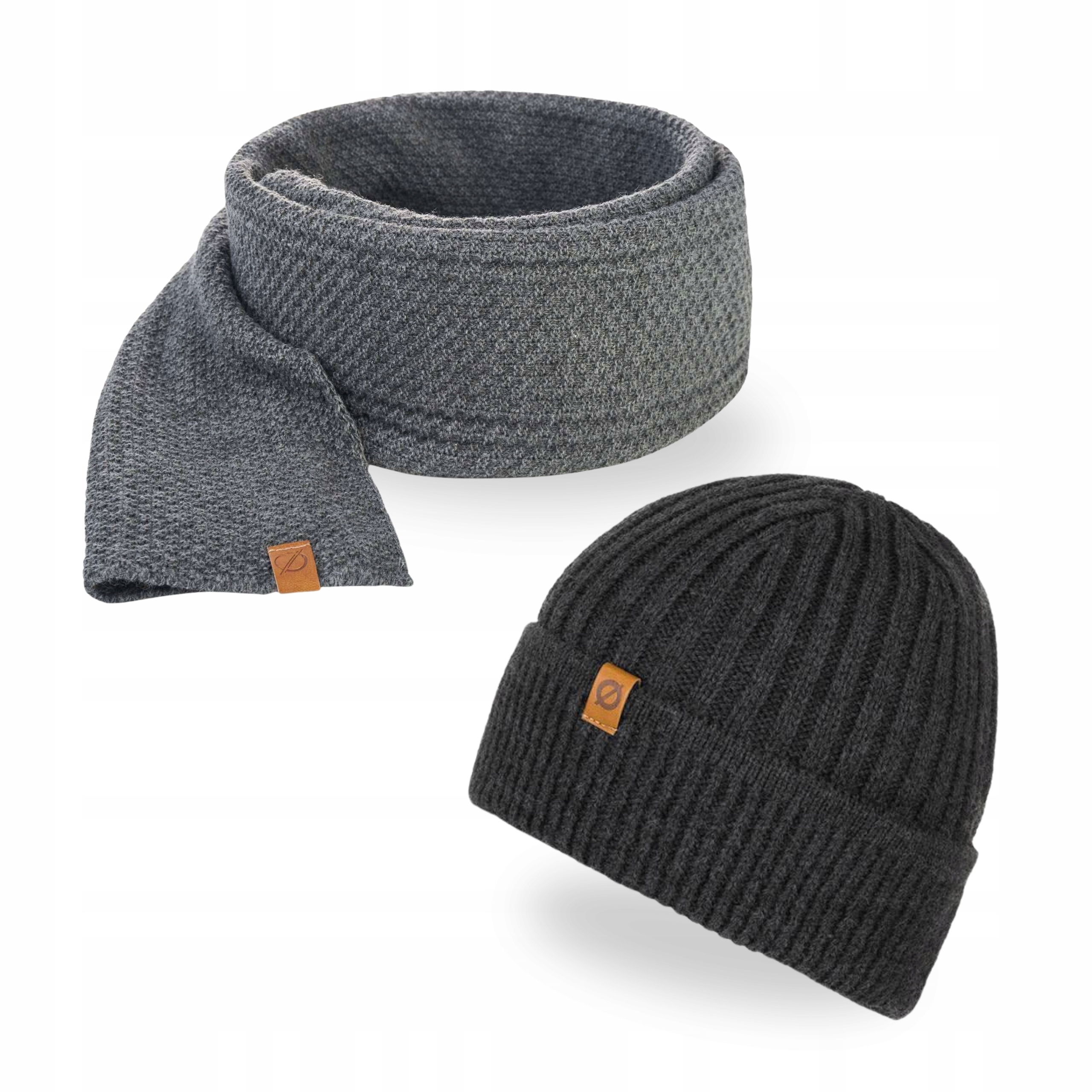 Zimní sada pro muže Čepice s dlouhým rolováním Brodrene tmavě šedá