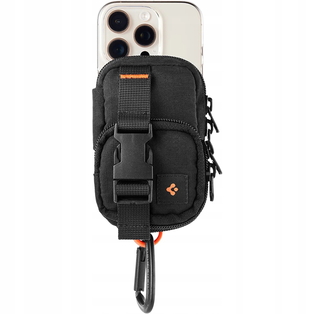 Spigen portfel (uchwyt na karty, AirPods, przegródki, pasek, czarny