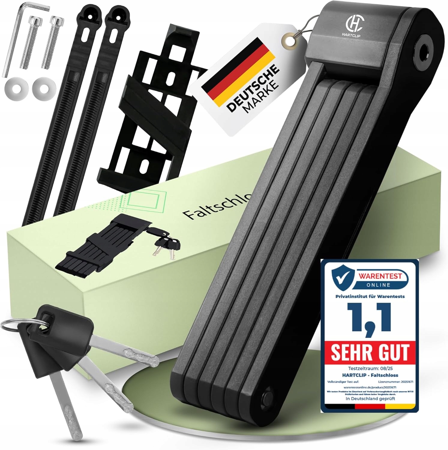 Składane zapięcie rowerowe z technologią SteelSecure i 3 kluczami,