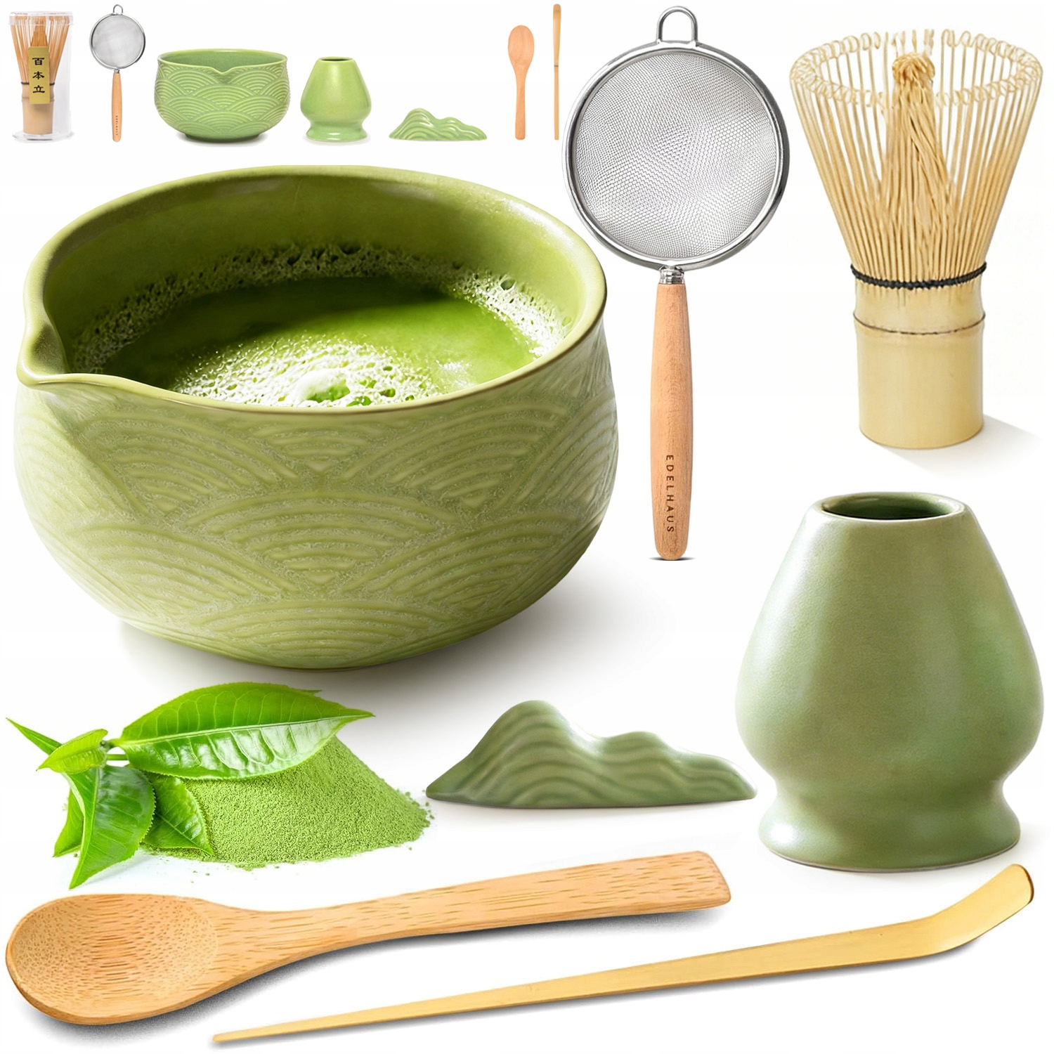 Zestaw Prezentowy Do Herbaty Matcha Miskę Do Matchy Szklankę Łyżeczkę 7EL