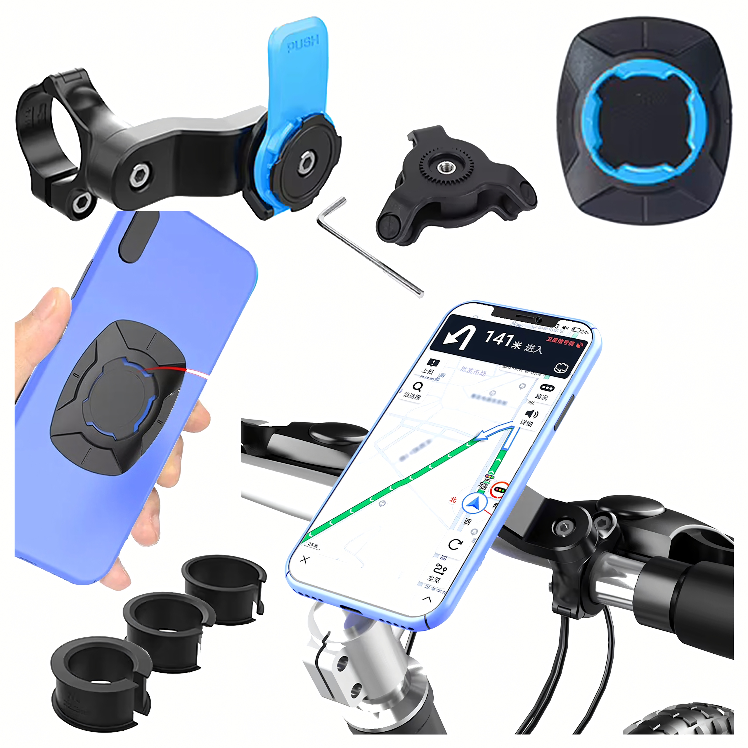 Uchwyt Rowerowy i Motocyklowy Na Telefon – Do Nawigacji, Mocny, Uniwersalny