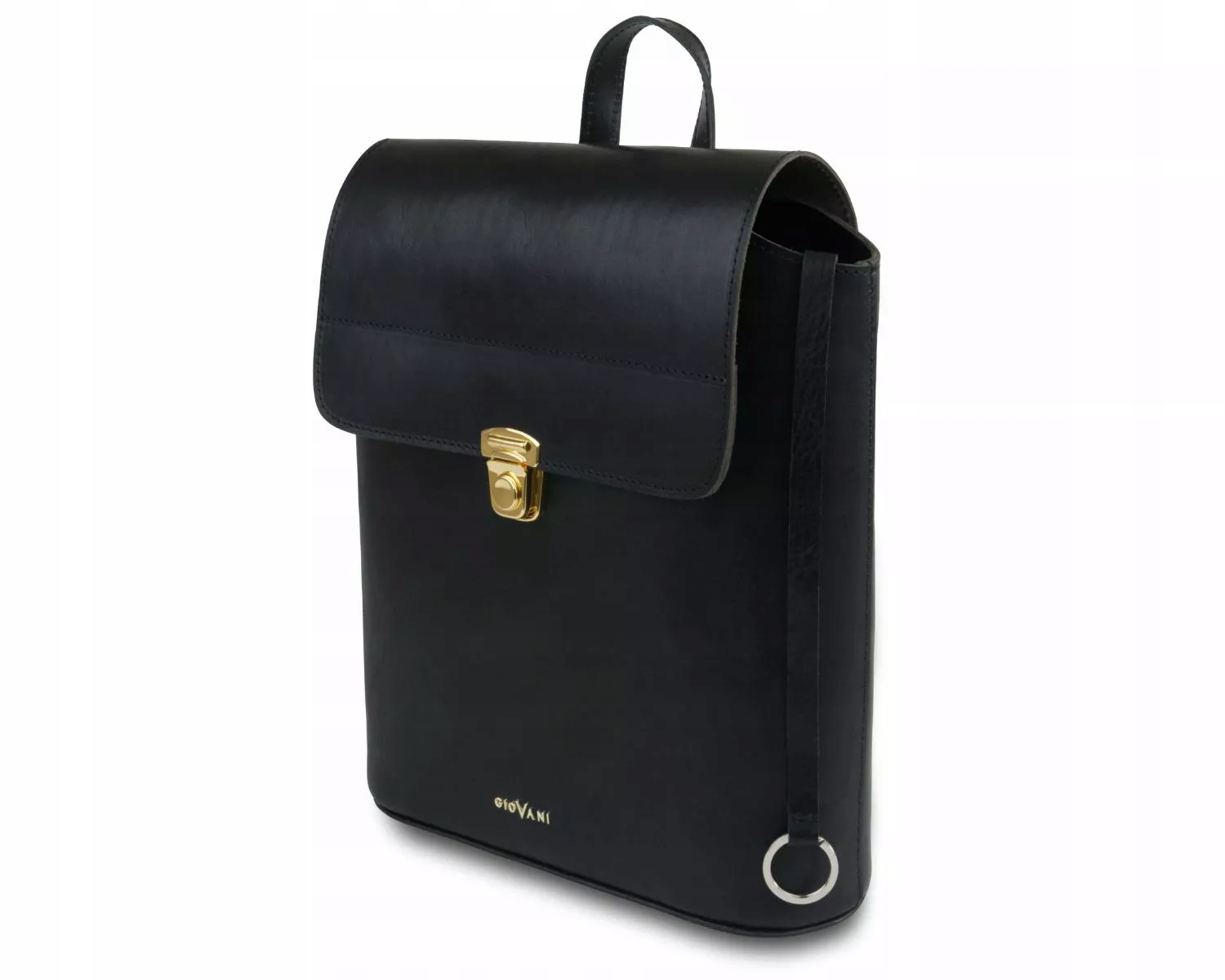 Černý batoh Dominica Giovani juchtová kůže, zlaté doplňky