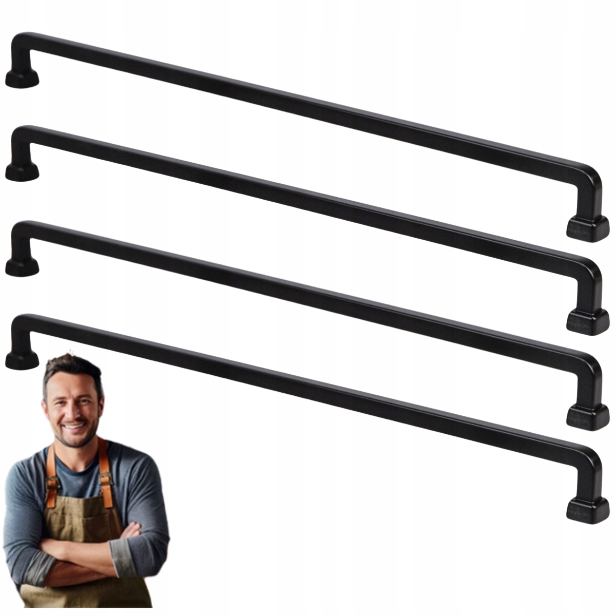 Nábytkový držiak na skrinku Tulia 320 mm čierny mat 4ks