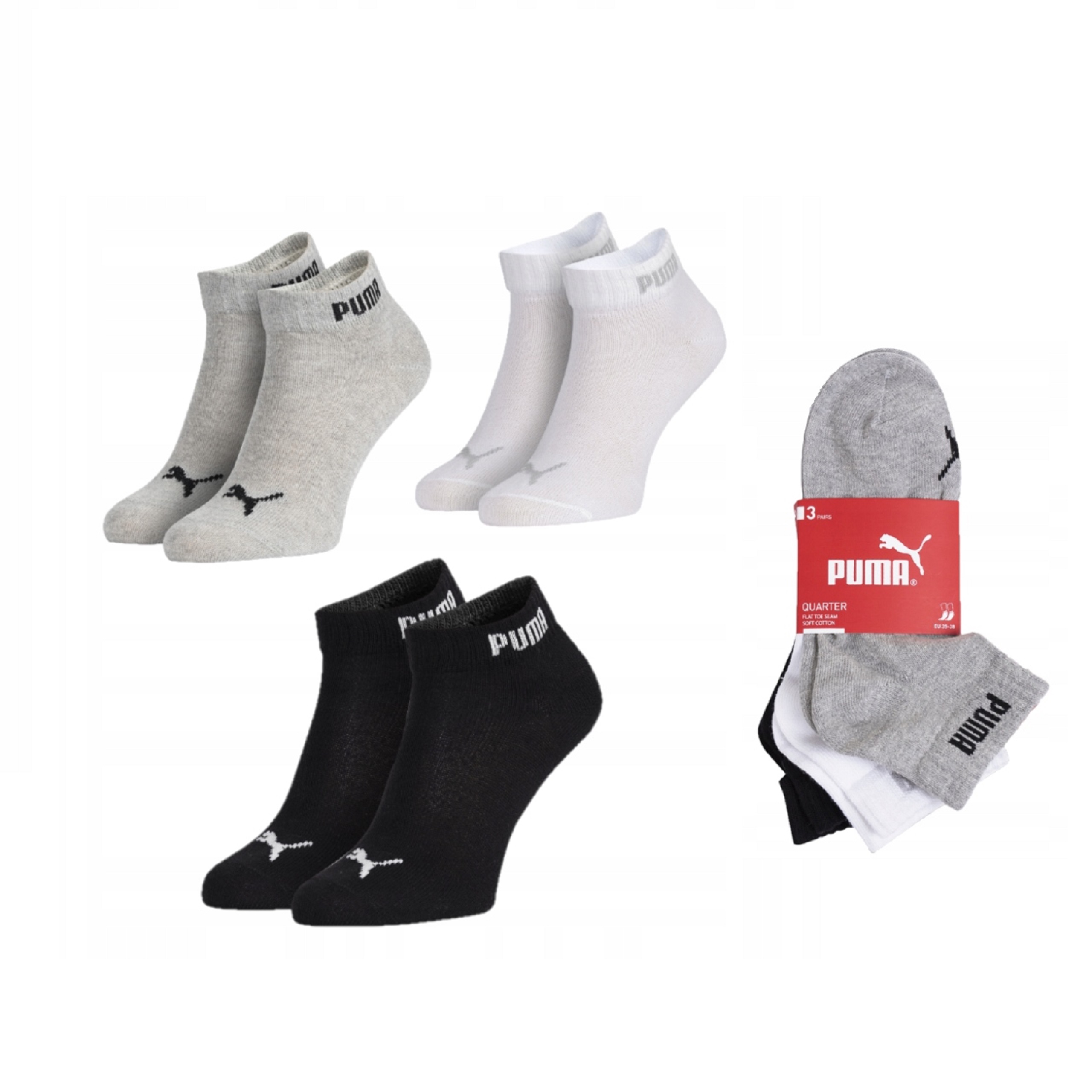 

Puma Quarter skarpety zakostki 3-pack r 35-38 mix