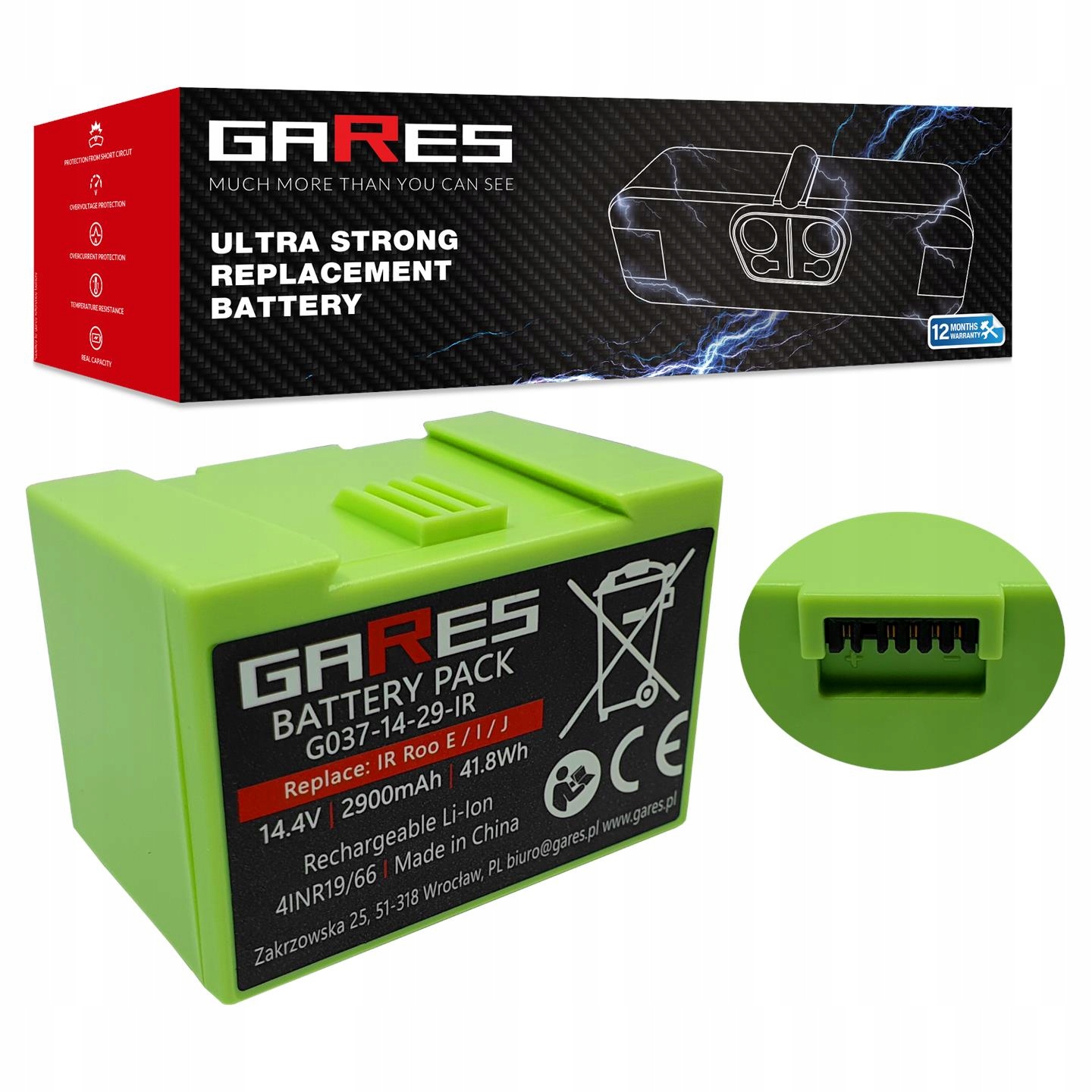Akumulator Gares do iRobot Roomba i7 i7+ i3 i3+ i4 i4+ 4624864 14,4V 2,9Ah