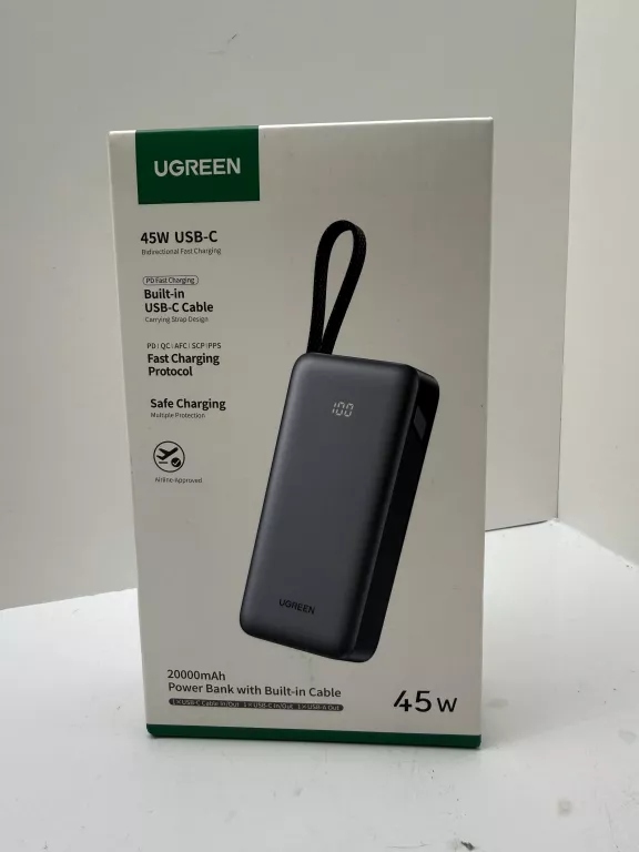 Ugreen Szybki Powerbank 20000MAH 45W Usb-c Wbudowany Kabel Do Telefonu