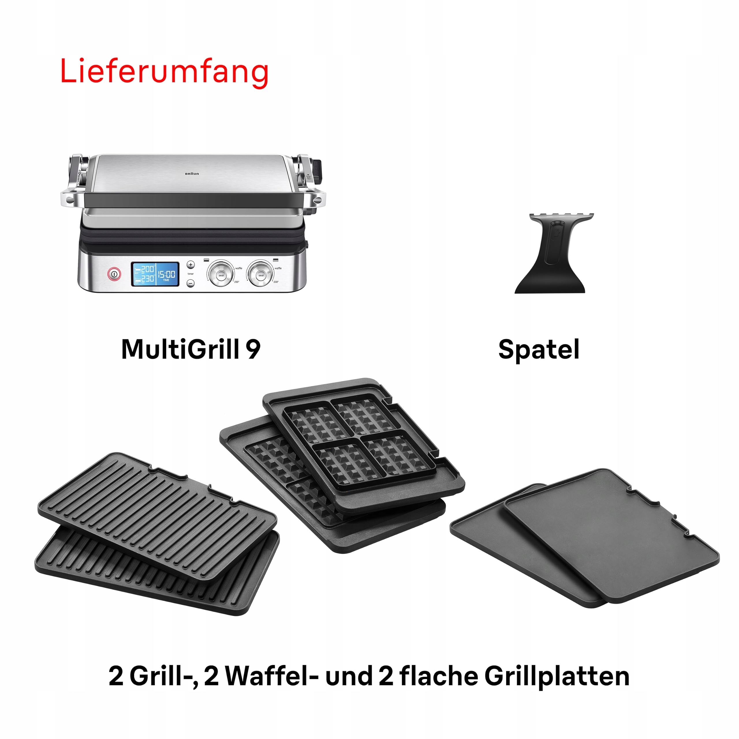 BRAUN MultiGrill 9 Grill Kontaktowy Wymienne Płyty BBQ Wafle 230°C — miniatura 8
