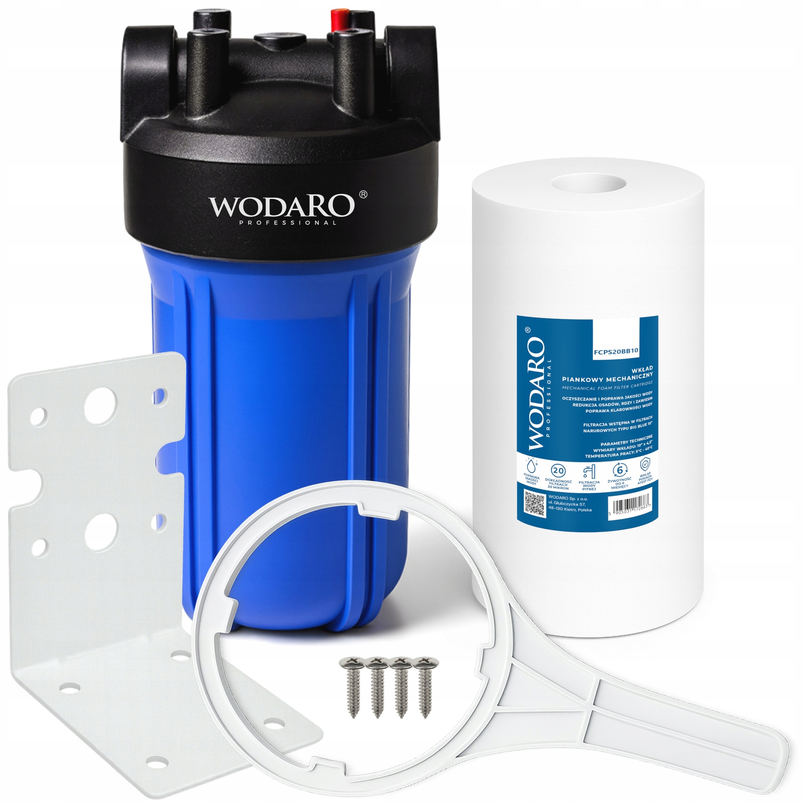 Velký Filtr vody Big Blue 10" WodaRO Vložka FCPS20BB10 Mechanický Závit 1"