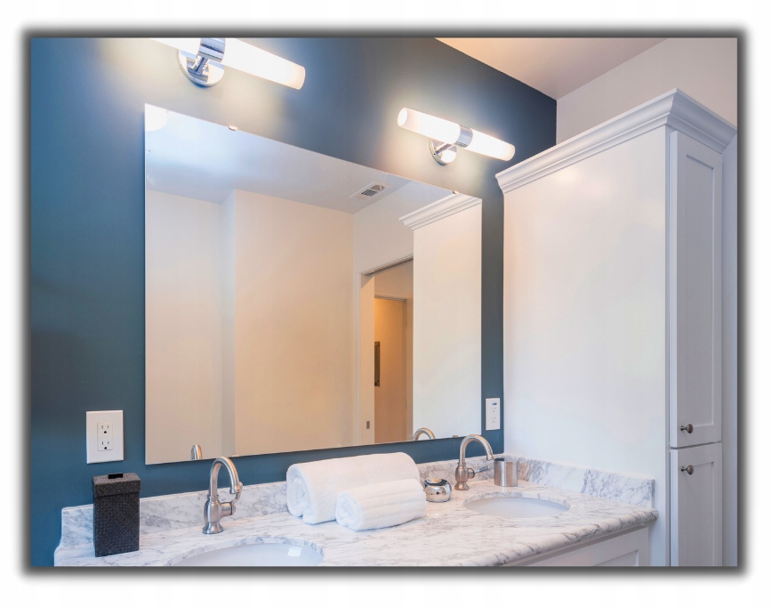 LUSTRO 100x45 cm ŁAZIENKOWE SREBRNE BEZ RAMY SZLIF