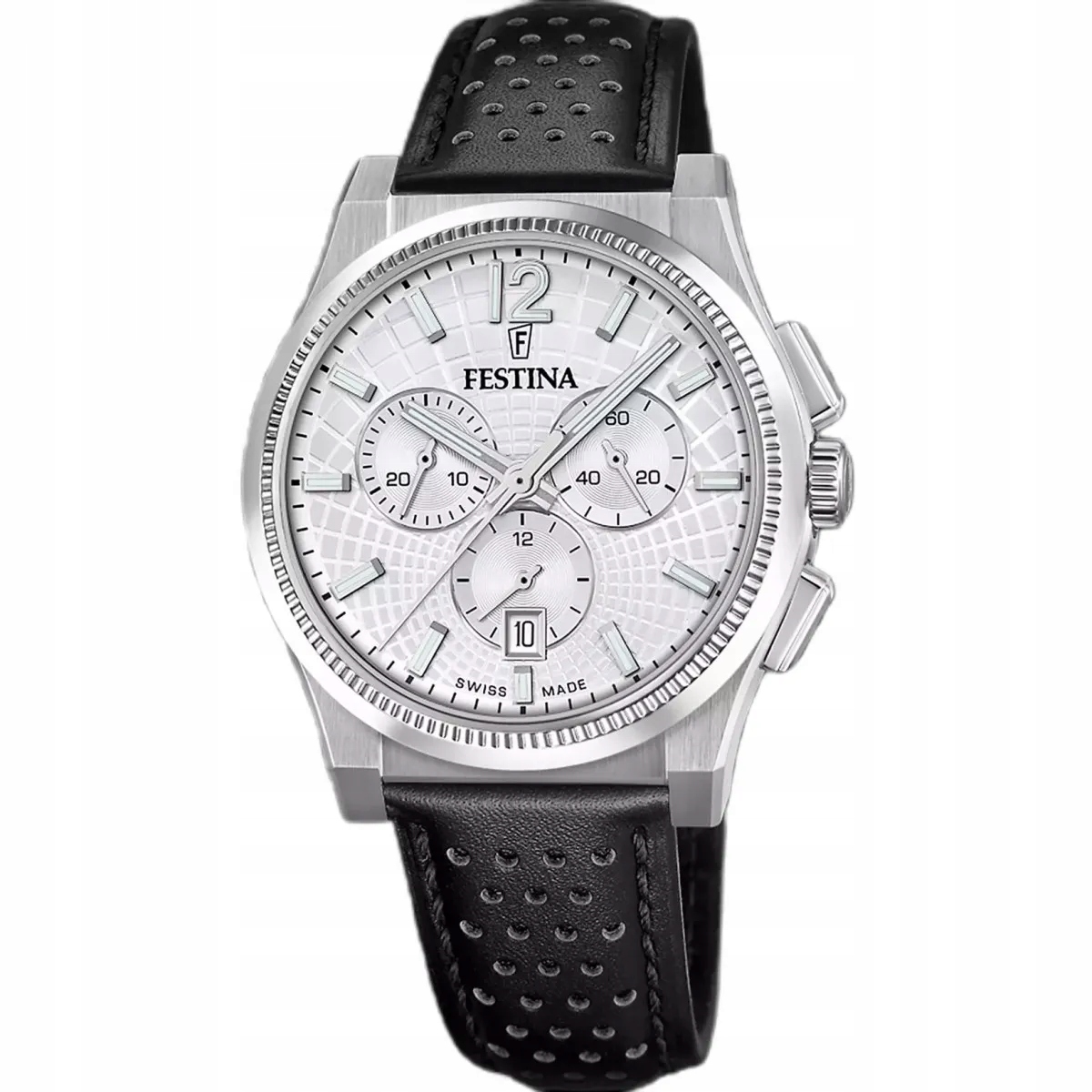 Festina Swiss Made 20060/1 Pánské Hodinky stříbrné s černým řemínkem