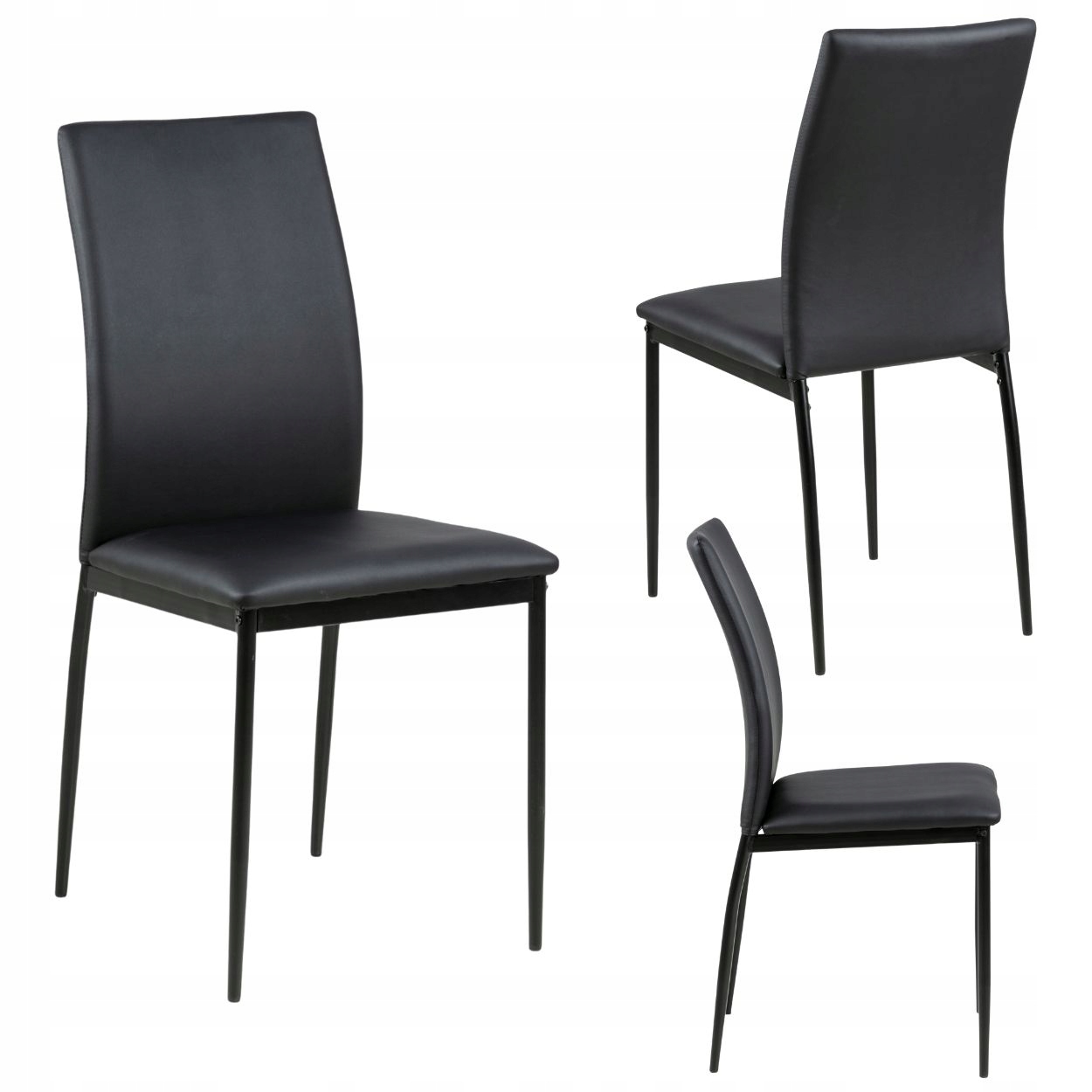 Jídelní Židle Do Kuchyně Obývacího Pokoje, čalouněná černou, moderní ekologická kůže