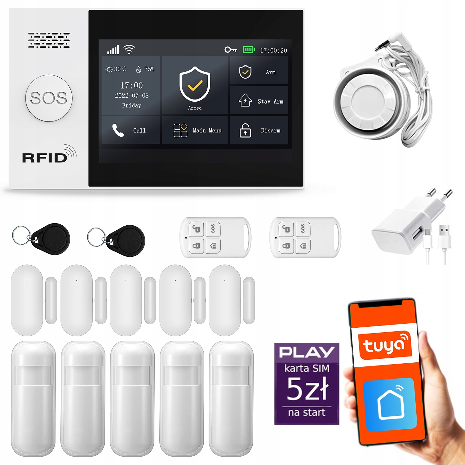 Bezdrôtový alarm Gsm WiFi, Sms, Tuya, alarmová sada Huxgo HXA007