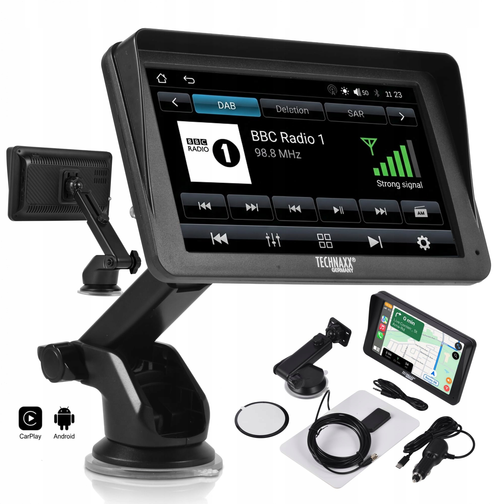 Technaxx Wireless CarPlay Android Auto Monitor Dab Radio 7 Zoll