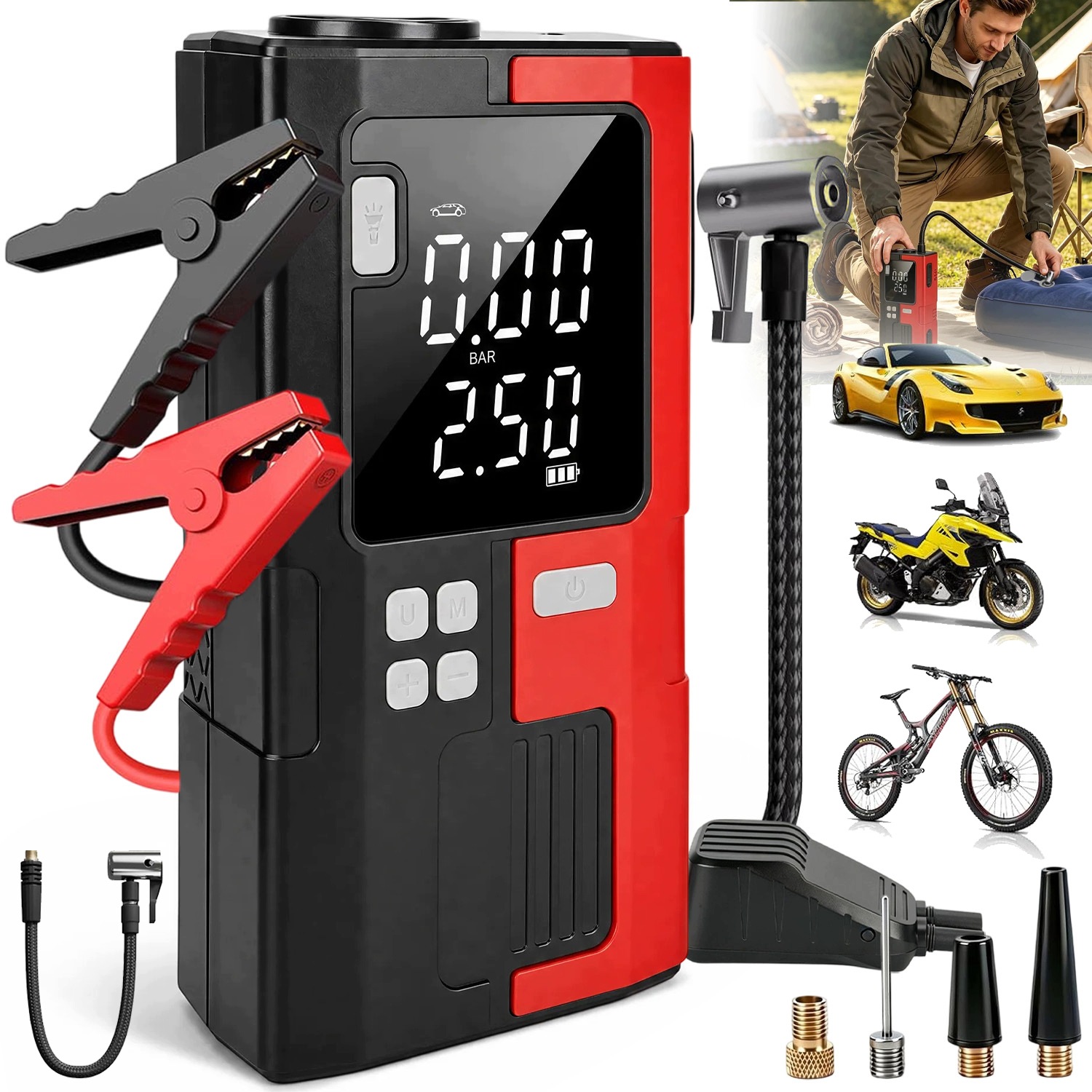 Jump Starter Powerbank Silná Baterka Multifunkčná Súprava 6000 Mah