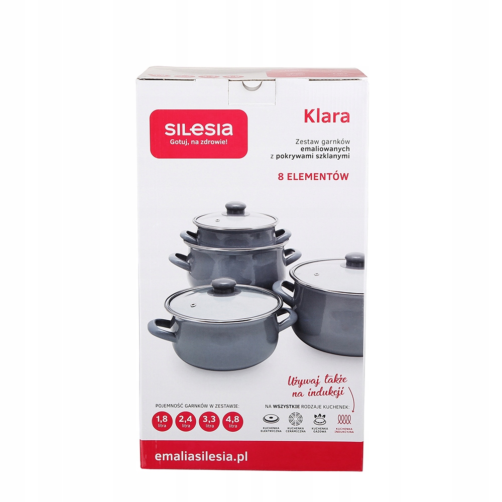Zestaw garnków Silesia Hibiskus KLARA 8 el. Liczba elementów w zestawie 8