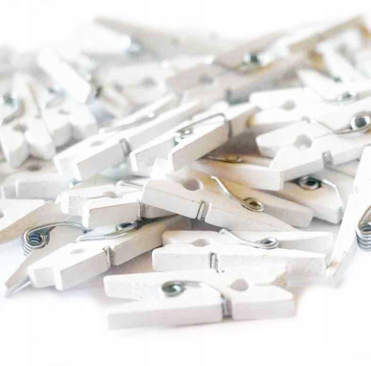 

Klamerki Mini Spinacze Drewniane Białe 30 sztuk