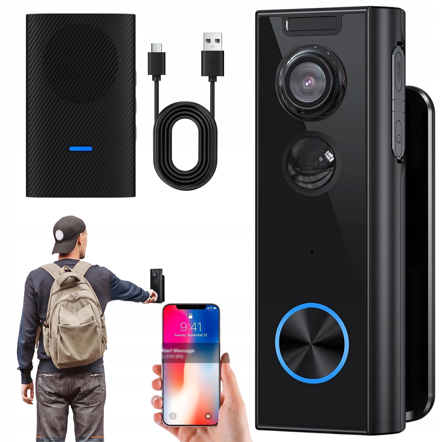 Inteligentní Videotelefon 4MP 2K Wifi Venkovní Kamera S Pohybovým Senzorem