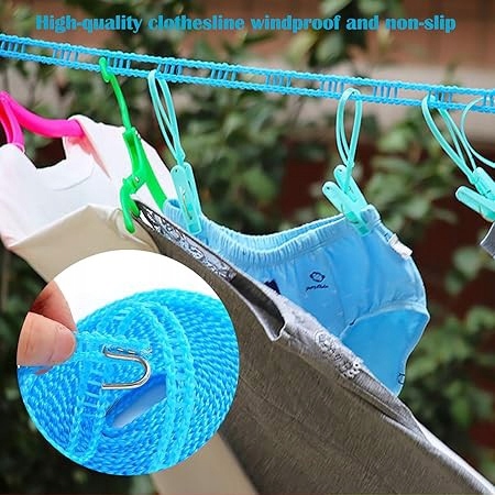 Šňůra na prádlo 2x5 m Kolíčky Spona 10 Ks