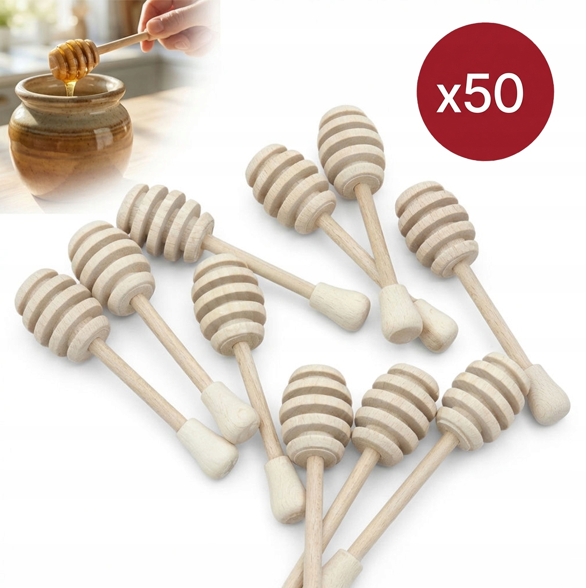 Lžíce na med dřevěná 10 cm Set 50 kusů
