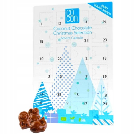 Levně Raw Cocoa Kokosovo-Čokoládový Adventní Kalendář na Vánoce, Veganský, Bez Cukru