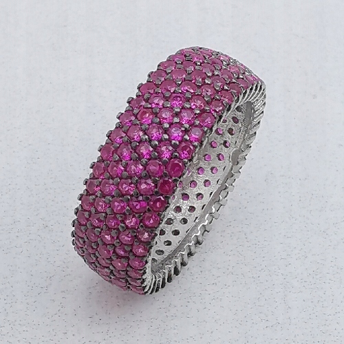 5-řadový snubní prsten s růžovými zirkony