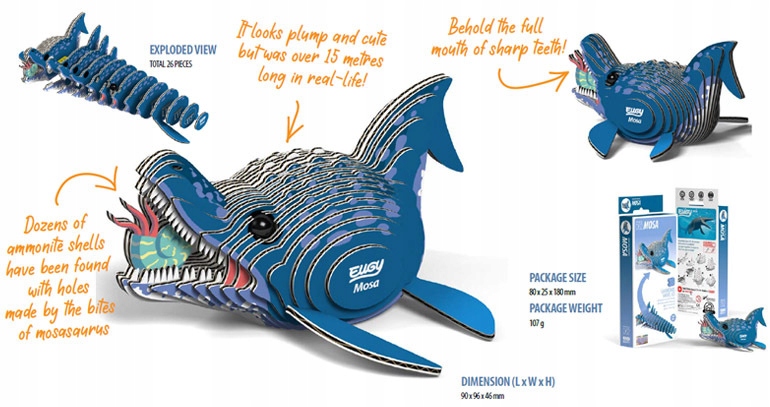 Mozazaur Dinozaur Morski. Eko Układanka 3D Liczba elementów 25