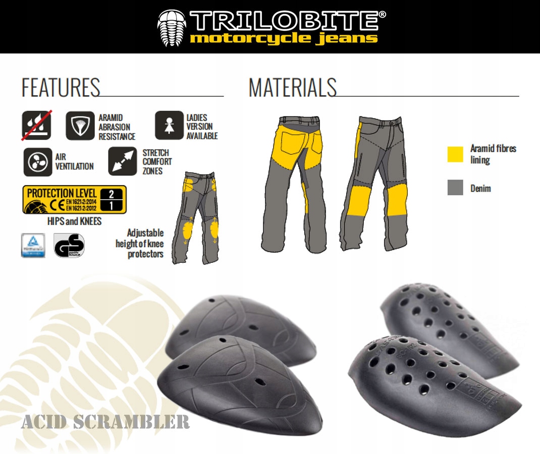 Spodnie Bojówki Motocyklowe TRILOBITE ACID SCRAMBLER BROWN R.34 | SALE -30% Numer katalogowy producenta 1664KHA/M/R/34