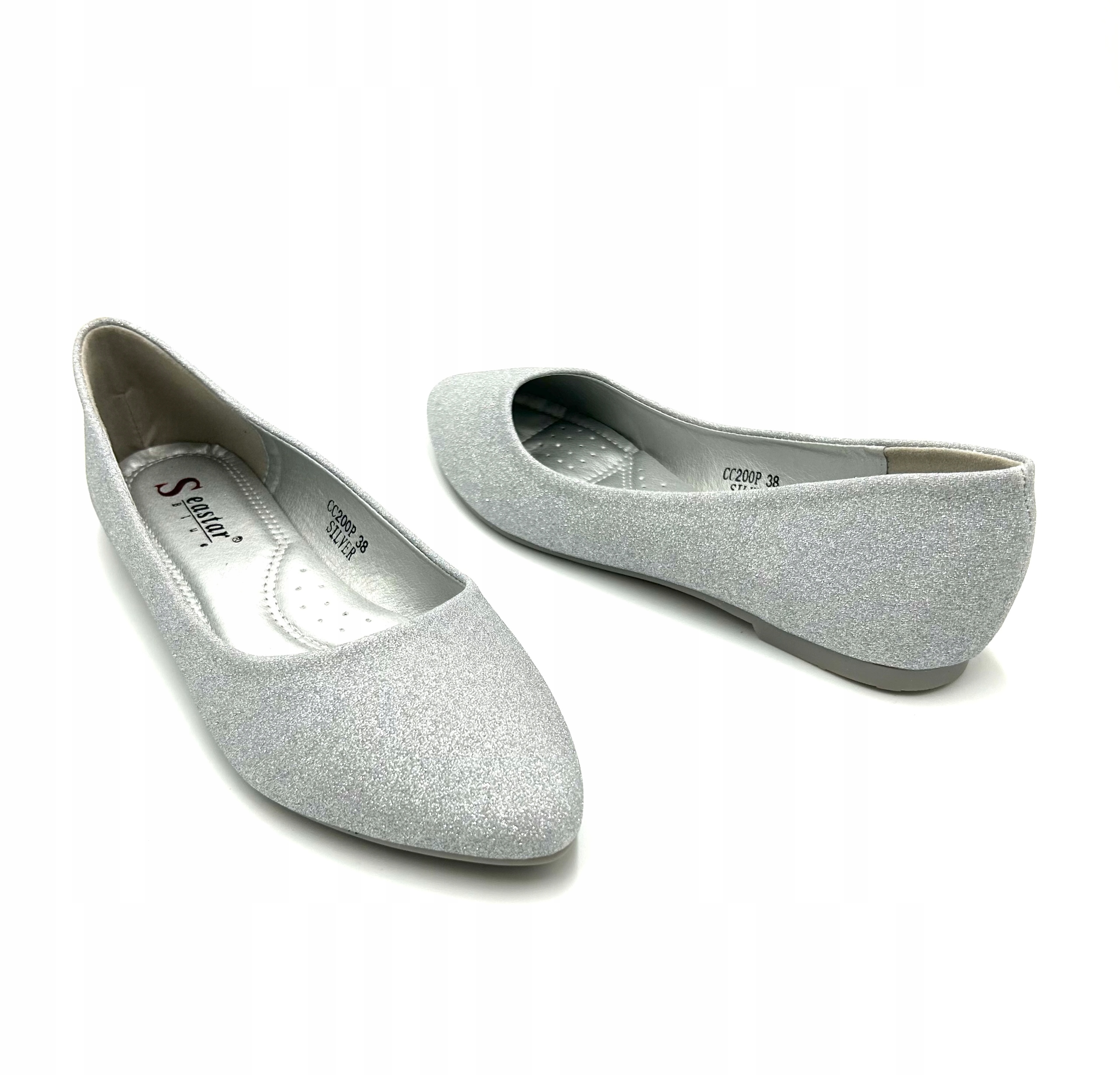 Balerinki Srebrne r 40 Baleriny Baletka Seastar CC200P
